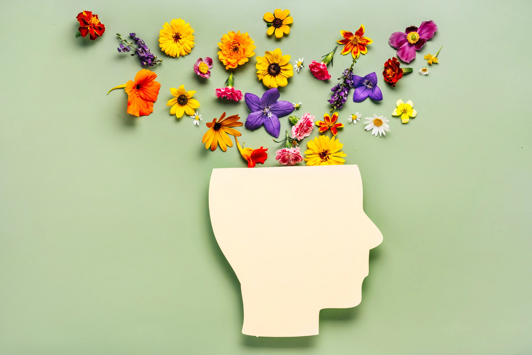 Blumen symbolisieren mentale gesundheit am Arbeitsplatz